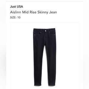 Just USA mid-rise skinny jean, like new